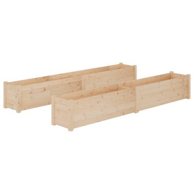vidaXL Solid Wood Pine Garden Planters, Rectangular Outdoor Flower Containers, 78.7"x12.2"x12.2", Weather-Resistant, Durable, Natural Look, Pack of 2