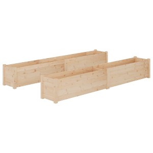vidaXL Solid Wood Pine Garden Planters, Rectangular Outdoor Flower Containers, 78.7"x12.2"x12.2", Weather-Resistant, Durable, Natural Look, Pack of 2 - 1 of 4
