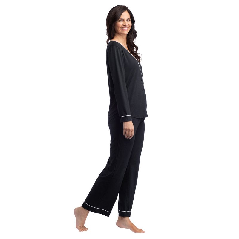 Softies Women's Ankle PJ Set with Contrast Piping, 3 of 7