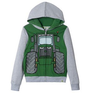 John Deere Tractor Fleece Zip Up Raglan Hoodie Toddler - 1 of 4