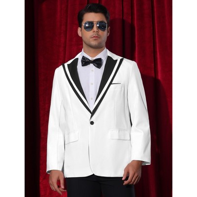 Lars Amadeus Men's Formal Business Color Block Peak Lapel Prom Blazers White Medium — фото 2