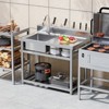 ROVSUN Commercial Utility Sink with Shelves, Freestanding Stainless Steel Kitchen Sink, Single Bowl w/Workbench & Hanging Hooks for Indoor, Outdoor - 4 of 4