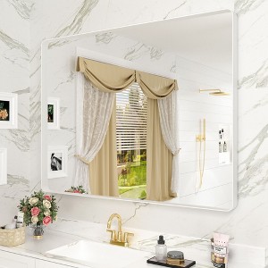 Apmir 30 in. W x 40 in. H Rectangular Aluminum Alloy Framed and Tempered Glass Wall Mirror in Matte White - 1 of 4
