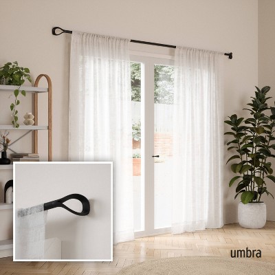 Matte Black Adjustable Loop Curtain Rod 42-120 Inch