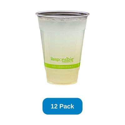 Responsible Products 16 oz Cold Cup Compostable Corn Plastic - Pack of 12