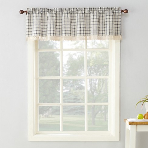 2pc 54 X36 Maisie Plaid Kitchen Blackout Curtain Tier Gray No