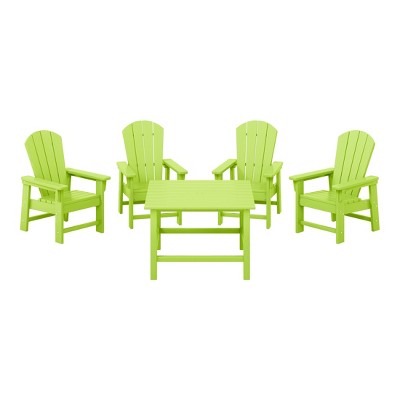 WestinTrends Malibu Kids 5-Piece HDPE Outdoor Square Patio Dining Table and Chairs Set