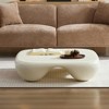 39" Fiberglass Modern Coffee Table with Faux Travertine Texture and Circular Base for Living Room and Office - 2 of 4