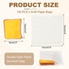 Unique Bargains Greaseproof Double Open Kraft Paper Sandwich Pretzel Food Storage Bags White 100 Pcs - 2 of 4