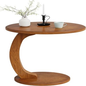 SEVOBAL End Tables C Shaped Side Table with Round Bottom Shelf for Living Room Bedroom and Small Spaces , Brown, 22.05"*24.41"*7.48" - 1 of 4