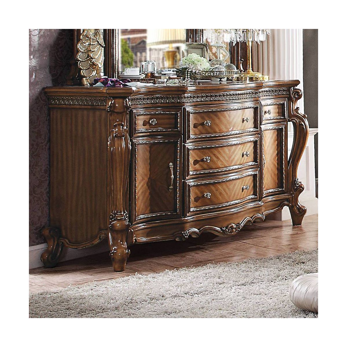Picardy 69" Dressers Honey Oak - Acme Furniture: Vintage Style, 5 Drawers & Cabinets
