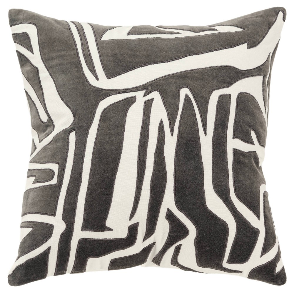 Photos - Pillow 20"x20" Oversize Abstract Square Throw  Cover Charcoal - Rizzy Home: