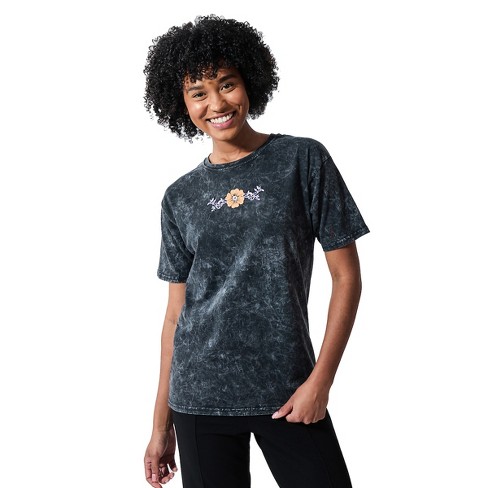 Nashville Guitars & Flowers Women’s Mineral Wash Crew Neck Short Sleeve T-shirt - image 1 of 4