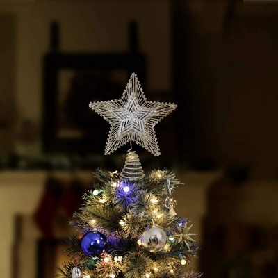 Rose Gold and Silver Glitter Metal Snowflake Tree Topper
