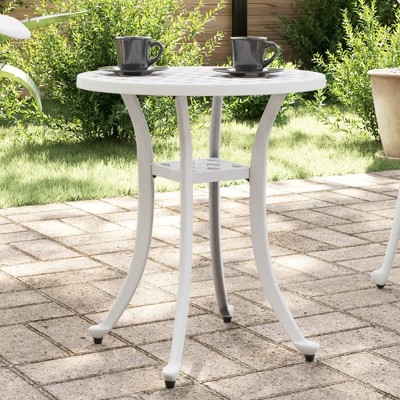 vidaXL Patio Table White 18.9 In.x20.9 In. Cast Aluminum
