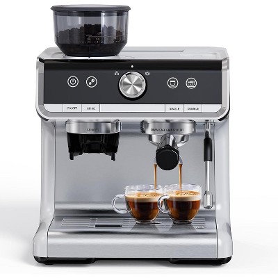 20 Bar Semi-Automatic Espresso Maker with Bean Grinder and Milk Frother Steam Wand