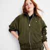 Women's Oversized Bomber Jacket - Future Collective Dark Olive Green - 3 of 3