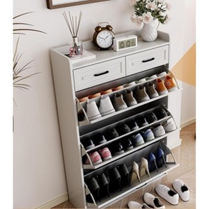 Shoe Storage Cabinet, Shoe Cabinet for Entryway, Narrow Freestanding Shoe Organizer - 1 of 4