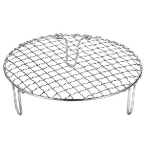 Unique Bargains Stainless Steel Barbecue Grill Net Round Cooling Rack Silver - 1 of 4