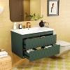 Vynxaria 30 in. 1 Wall Mount Green Bath Vanity with Green Resin Top - 3 of 4
