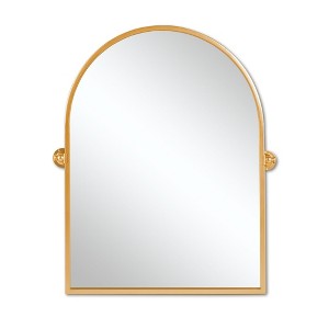 PexFix 24 in. W x 36 in. H Arched Metal Framed Pivoted Bathroom Wall Vanity Mirror in Gold - 1 of 4
