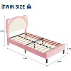 Kids Bed Frame, Upholstered Platform with Adjustable Headboard & LED, Wooden Slats, No Box Spring - 2 of 4