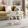 NicBex Modern 31.4" Round Coffee Table with Glass Top and Leaf Shape Base for Living Room and Office, White - 4 of 4