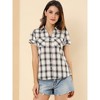 INSPIRE CHIC Women's Classic Short Sleeve Button Down Plaid Shirt - 2 of 4