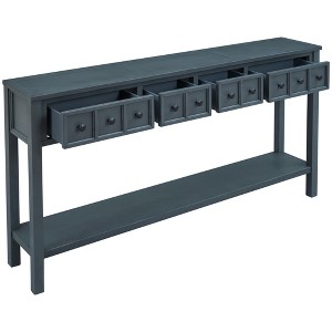 TiramisuBest Rustic Entryway Console Table, 60in Long Sofa Table with two Different Size Drawers and Bottom Shelf with Turquoise Green - 1 of 4