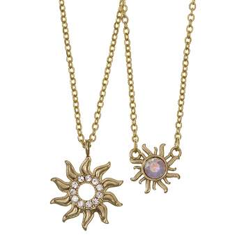 FAO Schwarz Gold Tone Starburst Pendant Necklace Set