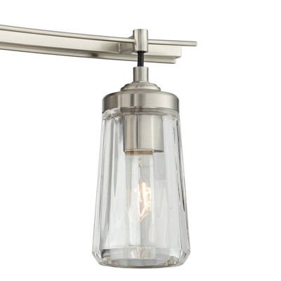 Brushed Nickel 24" Cylinder 3-Light Vanity Fixture with Clear Glass