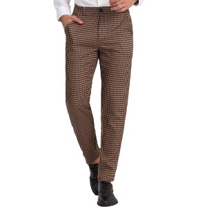 INSPIRE CHIC Men's Houndstooth Geometric Printed Color Block Dress Pants - 1 of 4