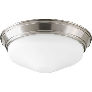 Progress Lighting, Etched Glass Collection, 1-Light LED Flush Mount, Brushed Nickel, Steel, Damp Rated, Dimmable, Canopy Included - 1 of 3