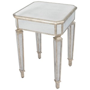 HomeRoots 26" Silver Distressed Glass Square End Table - 1 of 4