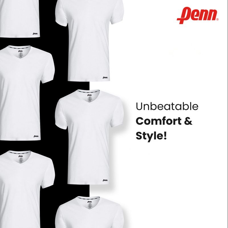 Penn 3 Pack V-Neck Undershirts Breathable Tagless Modern Fit Cotton  T-Shirt For Men, 4 of 8