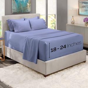 Hearth & Harbor 6 Piece Sheet Set, Extra Deep Pocket Sheets Fits Mattress up to 21", Soft Microfiber Sheets - 1 of 4