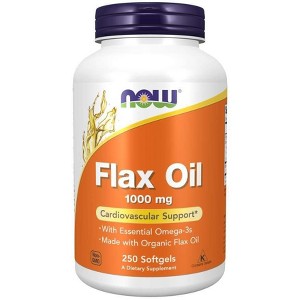 Flax Oil 1000mg (Organic) by Now Foods  -  250 Softgel - 1 of 2