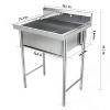 winado 28 x 24 in. 1 Compartment 304 Stainless Steel Sink with Backsplash - 3 of 4