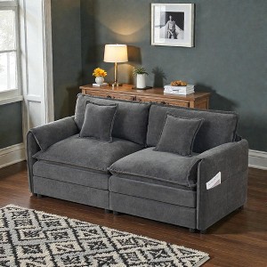 Mshliw Oversized Chenille Loveseat Sofa, 75.6" Deep Seat 2-Seater Cloud Couch, Modern Comfy Upholstered Love Seat for Living Room Bedroom Apartment - 1 of 4