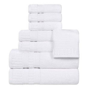 Ribbed Textured Border Zero Twist Cotton Medium Weight Towel Set by Blue Nile Mills - 1 of 4