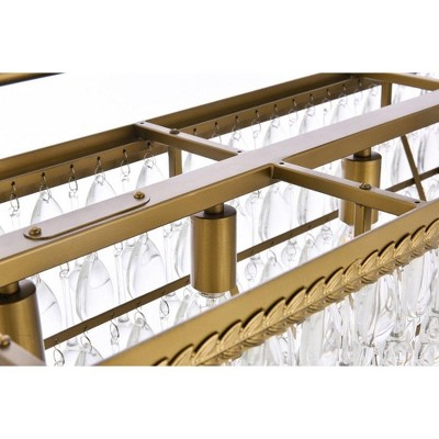 Nordic Brass and Crystal 6-Light Rectangular Pendant