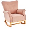 VYNXARIA Baby Room High Back Rocking Chair Nursery Chair , Comfortable Rocker Fabric Padded Seat ,Modern High Back Armchair,pink - 3 of 4