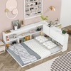 CAVINAS Full Size Wood Montessori Bed,Modern Floor Bed with L-Shaped Bookcases and Sliding Doors,Toddler Bed for Bedroom - 2 of 4