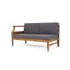 GDFStudio Bianca Outdoor Acacia Wood 5 Seater Sectional Chat Set with Cushions, Teak/Dark Gray - 4 of 4