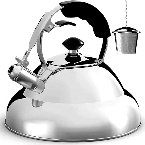 Willow & Everett Whistling Tea Kettle For Stove Top - 3 Liter, Brushed  Stainless Steel Stovetop Teapot W/ Infuser For Coffee & Hot Water : Target