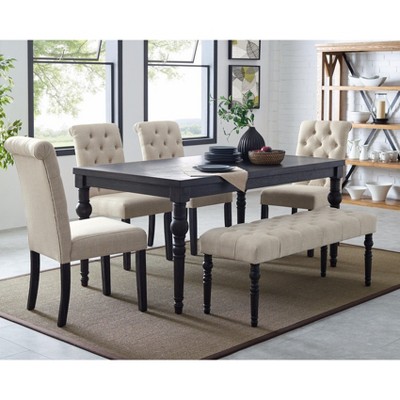 NicBex Dining Room Table Set Morden Dining Room Table with MDF Tabletop, 4 Upholstered Chairs and 1 Bench for Dining Room