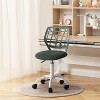 FurnitureR Desk Chair, Adjustable Computer Chair Office Chairs with Plastic Backrest and Padded Seat Cushion, Swivel Chair with Wheels, Dark Green - 3 of 4