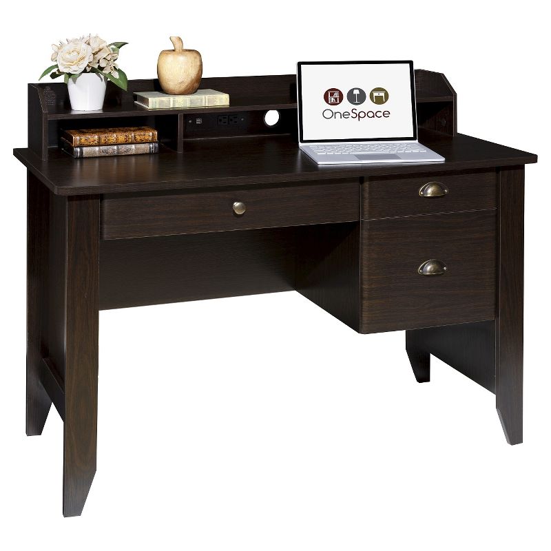 Executive Desk with Hutch USB And Charger Hub - OneSpace, 1 of 8