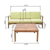 GDFStudio Abena Outdoor Acacia Wood 3 Seater Sofa and Coffee Table Set with Cushions - 3 of 4