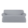 Heavy Weight Cotton Canvas T Cushion Loveseat Slipcover Pacific Blue - Sure Fit: Durable, Machine Washable, Indoor Use - 2 of 3